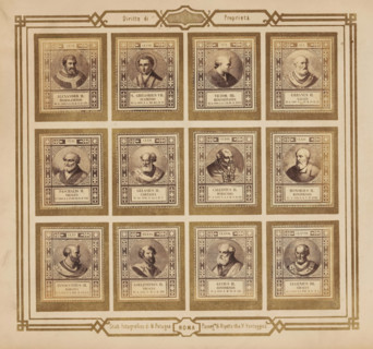 Photo reproduction of twelve portraits of popes, photograph, reproduction, page, photographer: M.