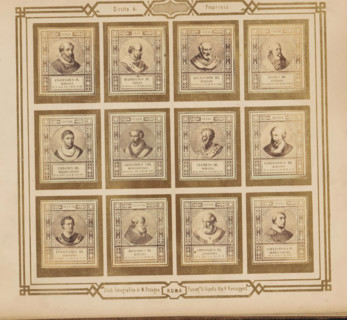 Photo reproduction of twelve portraits of popes, photograph, reproduction, page, photographer: M.