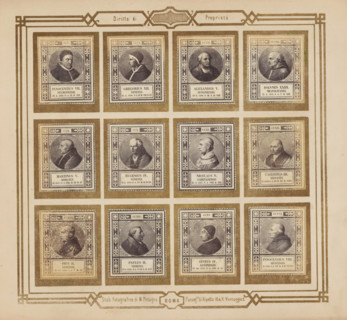 Photo reproduction of twelve portraits of popes, photograph, reproduction, page, photographer: M.