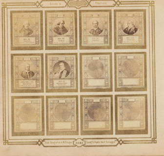 Photo reproduction of six portraits of popes, photograph, reproduction, page, photographer: M.