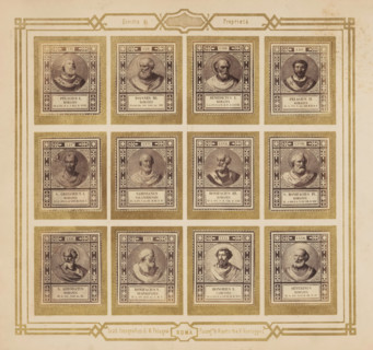 Photo reproduction of twelve portraits of popes, photograph, reproduction, page, photographer: M.