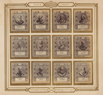 Photo reproduction of twelve portraits of popes, photograph, reproduction, page, photographer: M.