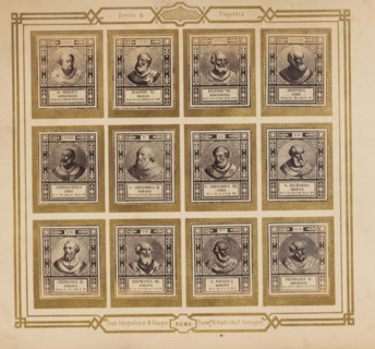 Photo reproduction of twelve portraits of popes, photograph, reproduction, page, photographer: M.