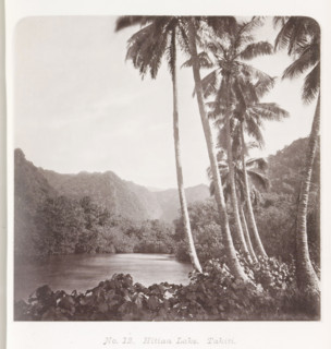 View of a lake in Tahiti, Hitiaa Lake. Tahiti, page, photomechanical print, number: 'No. 12.',