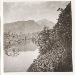 View of a valley near Papeari in Tahiti, Papeuriri Valley. Tahiti, page, photomechanical print,