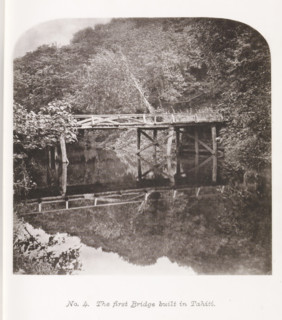View of a bridge on Tahiti, The first Bridge built in Tahiti, page, photomechanical print, number: