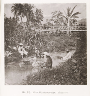 Our Washerwomen. Papeete, Women washing clothes in a river near Papeete, page, photomechanical