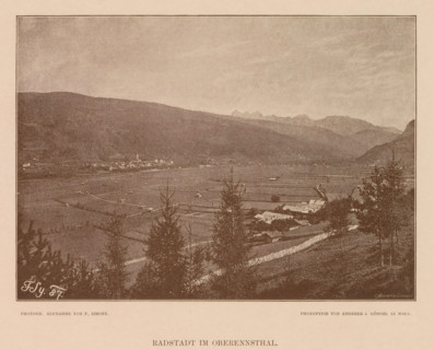 Radstadt im Oberennsthal, View of Radstadt, page, photomechanical print, number: 'XVI.',