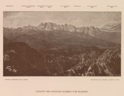 Ansicht des Gosauer Kammes vom Blassen, View of the Gosaukamm, page, photomechanical print, number: