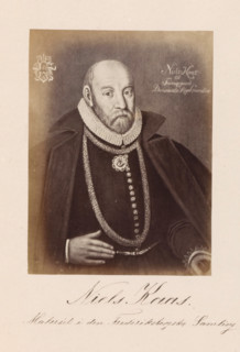 Photo reproduction of a painting depicting a portrait of Niels Kaas, Niels Kaas, photograph,