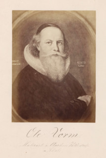 Photo reproduction of a painting depicting a portrait of Olaus Wormius, Ole Vorm, photograph,