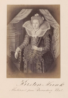 Photo reproduction of a painting depicting a portrait of Kirsten Munk, Kirsten Munk, photograph,