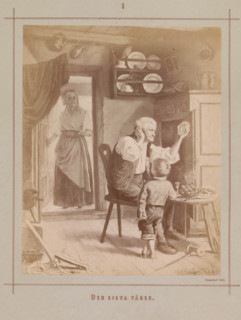 The sixth day, Photo reproduction of a painting by Karl Emanuel Jansson, depicting a man and a boy
