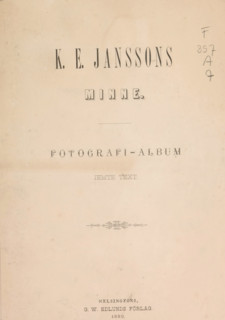 KE Janssons minne : fotografi-album, book, publisher: GW Edlunds Förlag, Helsinki, 1880, textile