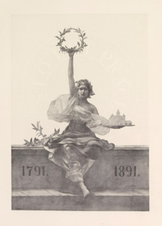 Photo reproduction of a drawing, (presumably) depicting a personification of the Czech Republic