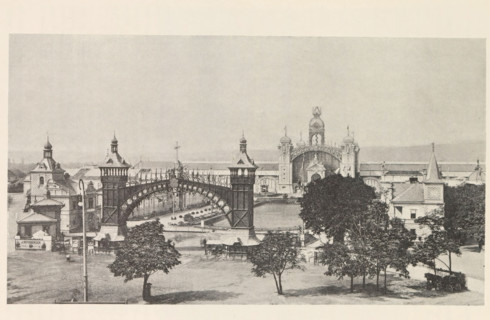 Pohled na výstavu od jihu v dobe zahájeni, View of the Výstavište in Prague, page, photomechanical