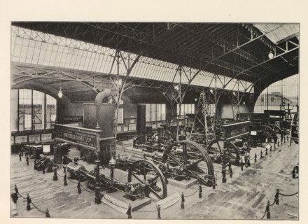 Instalace strojovny. Pohled smear k vychodnimu vchodu, Interior of an engine room, page,