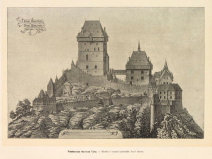 Restaurace Karlova Týna, Photographic reproduction of a print depicting the exterior of Karlstein
