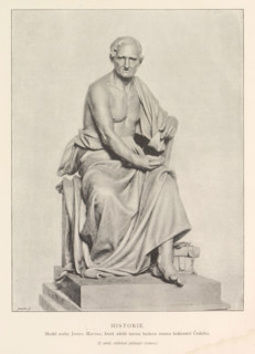 History, Sculpture, depicting a personification of history, page, photomechanical print, Prague,
