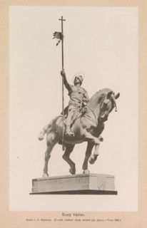 Svatý Václav, Equestrian statue of Saint Wenceslaus, page, photomechanical print, Prague, cliché