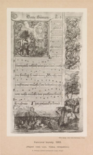 Kancional lounge. 1563, Photo reproduction of a page of a hymnal from Louný, reproduction, page,