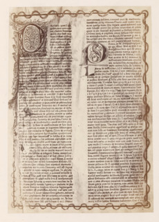 Photo reproduction of the first page of the Catholicon, photograph, reproduction, page, number: