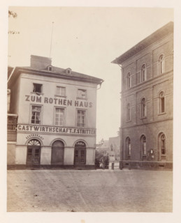 Square in Mainz, photograph, page, photographer: B. Erdmann, Mainz, c. 1867 - in or before 1872,