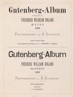 Gutenberg-Album, book, photographer: B. Erdmann, publisher: Jakob Diemer, Mainz, compiler (person