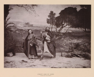Christ and St. John, page, photomechanical print, inscription: 'Gemeinde Oberammergau Passionsspiel