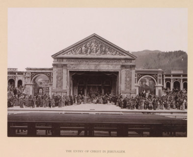 The entry of Christ in Jerusalem, page, photomechanical print, inscription: 'Gemeinde Oberammergau
