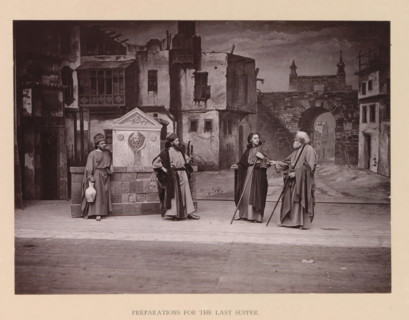 Preparations for the last supper, page, photomechanical print, inscription: 'Gemeinde Oberammergau