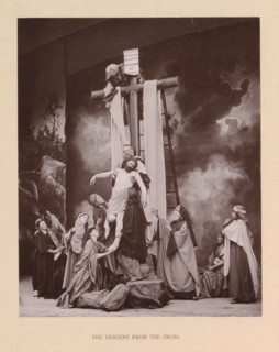 The descent from the cross, page, photomechanical print, inscription: 'Gemeinde Oberammergau