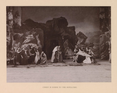 Christ is borne to the sepulchre, page, photomechanical print, inscription: 'Gemeinde Oberammergau