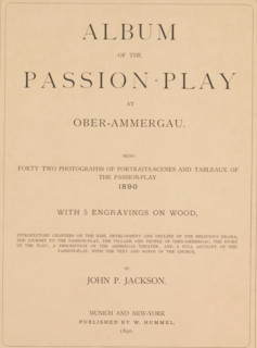 Album of the passion-play at Ober-Ammergau, book, bookplate: 'ex libris SFJ', writer (clerical