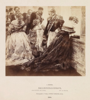 Ballgesellschaft, Photographic reproduction of a painting of people at a ball by Adolf Menzel,
