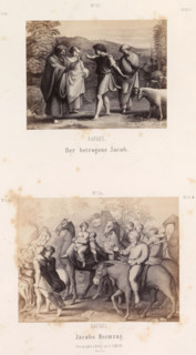 Photo reproductions of prints after frescoes depicting Jacob by Raphael for the loggias in the