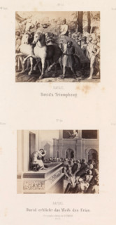 Photo reproductions of prints after frescoes depicting David's Triumphal Procession and David