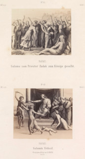 Photo reproductions of prints after frescoes depicting Zadok anointing Solomon as king and