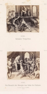 Photo reproductions of prints after frescoes depicting the construction of Solomon's Temple and the