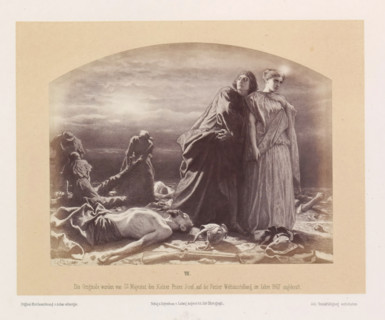 Menschen oder Schakale?, Photo reproduction of a drawing of probably an angel and a man who watches