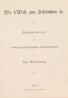 Wo d'Welt am Schönsten is, book, writer (clerical worker): Hugo Rainer Graf von Lamberg, publisher: