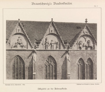 Part of the southern facade of St. Andrew's Church in Braunschweig, Südgiebel an der Andreaskirche,