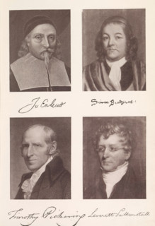 Photo reproductions of a portrait of John Endicott, Simon Bradstreet, Timothy Pickering and