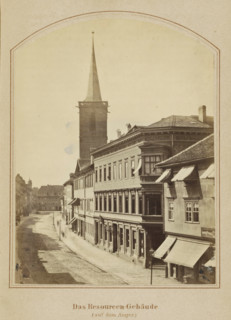 Das Resourcen-Gebäude (auf dem Anger), View of buildings along the Anger in Erfurt, photograph,
