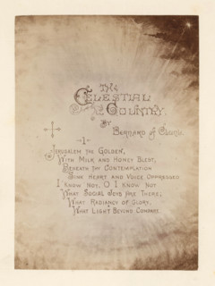 The celestial country, book, inscription: 'Easter, 1887. To Charlie from Mary', writer (clerical