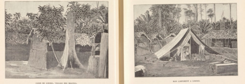 Mon campement a Liboko, Photo reproduction of a drawing depicting a tent in Liboko, reproduction,