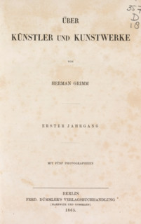 Über Künstler und Kunstwerke, book, inscription: 'In Ferd. Dümmler's, Todtenmaske Shakespeare's.',