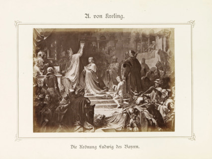 Photo reproduction of a painting depicting the coronation of Emperor Ludwig the Bavarian, Die
