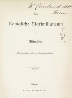 Der königliche Maximilianeum in Munich, book, name: 'M' Causland 1880. Bonn', maker: Franz