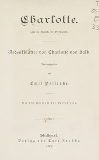 Charlotte, book, writer (clerical worker): Emil Palleske, publisher: Verlag von Carl Krabbe,